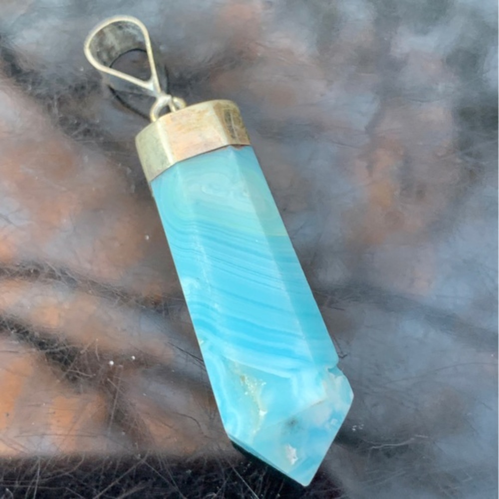 Blue Aragonite or Pendant in 925 silver
